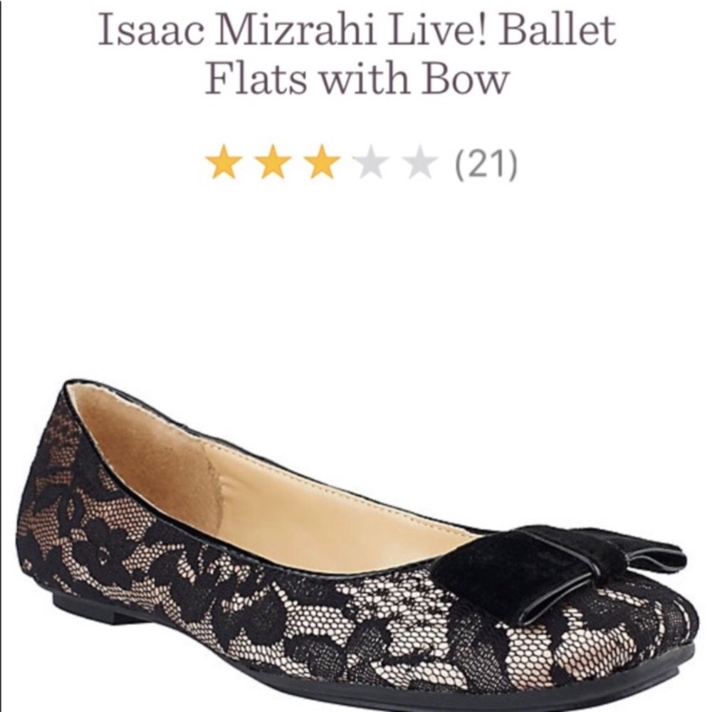 ❤️ISAAC MIZRAHI LACE VELVET BOW BALLET FLATS